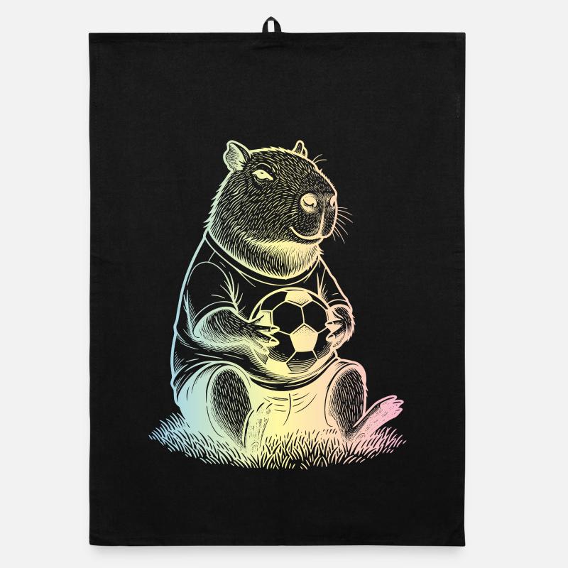 Fußball Capybara - Organic Geschirrtuch - Schwarz