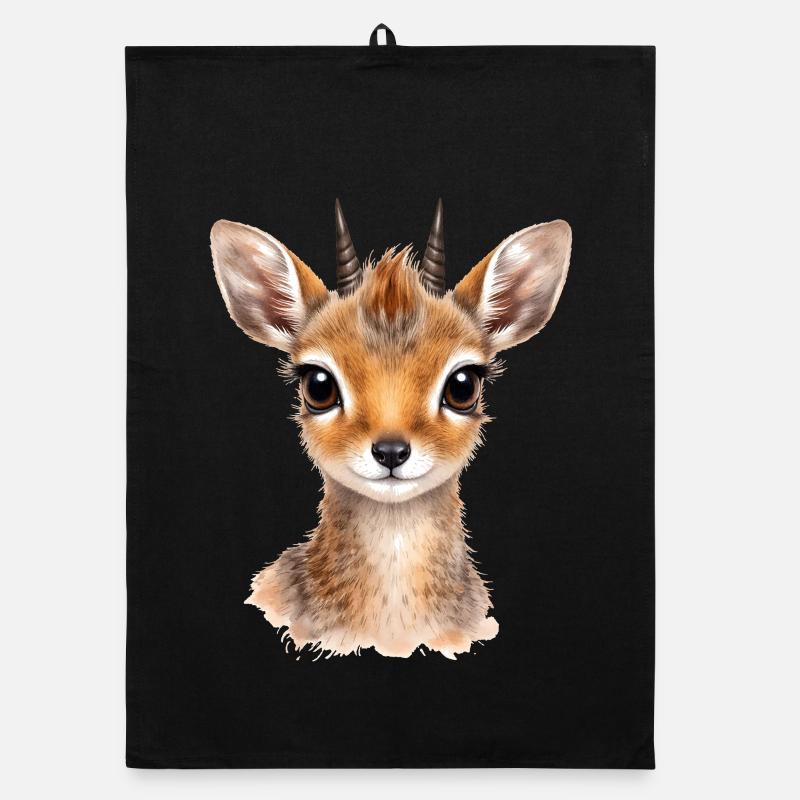 Gentle gaze – dwarf antelope Dikdik Organic dish towel