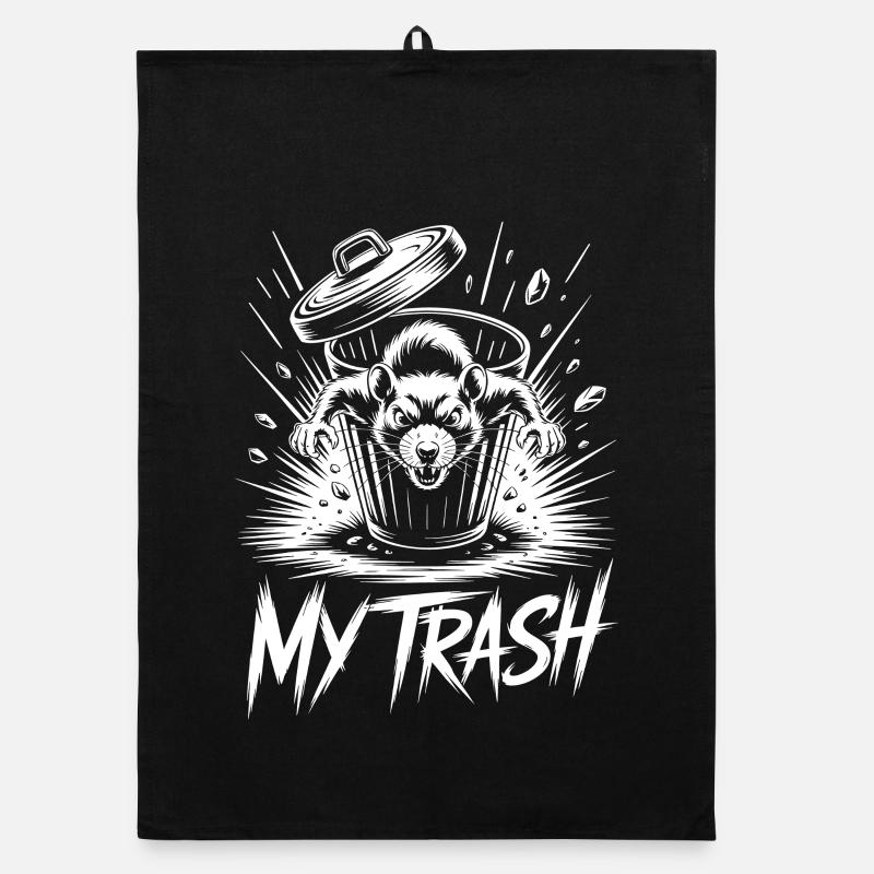 Aggressive Ratte im Mülleimer – My Trash Organic Geschirrtuch