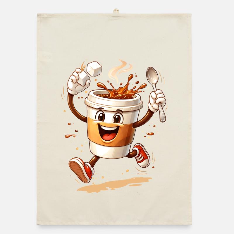 Illustration drôle de comic de tasse à café Torchon bio