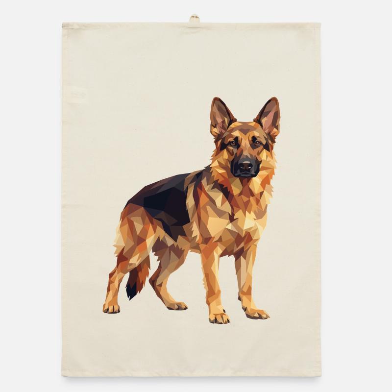 Geometric German Shepherd Low Poly Dog Art Organic dish towel
