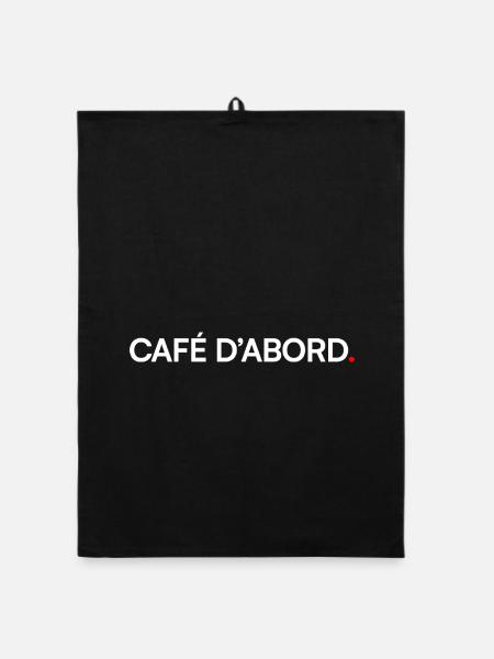 CAFÉ D’ABORD – Humour bureau lundi matin - Torchon bio - noir - Devant