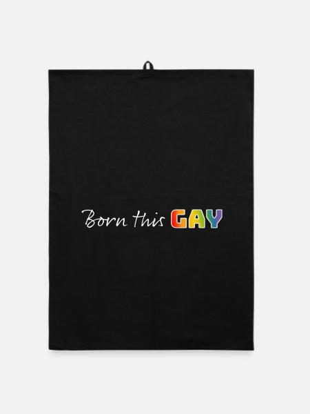 Rainbow born this gay | LGBT lgbtqi queer - Organic dish towel - black - Front