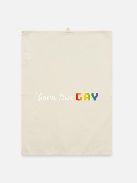 Regenbogen born this gay | LGBT lgbtqi queer - Organic Geschirrtuch - Natur - Vorne