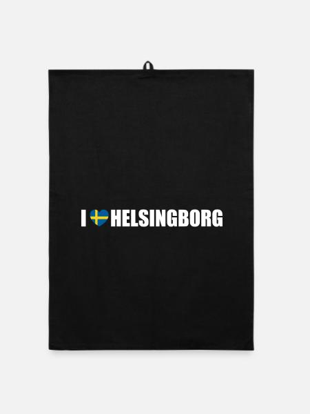 I love Helsingborg Schweden - Organic Geschirrtuch - Schwarz - Vorne