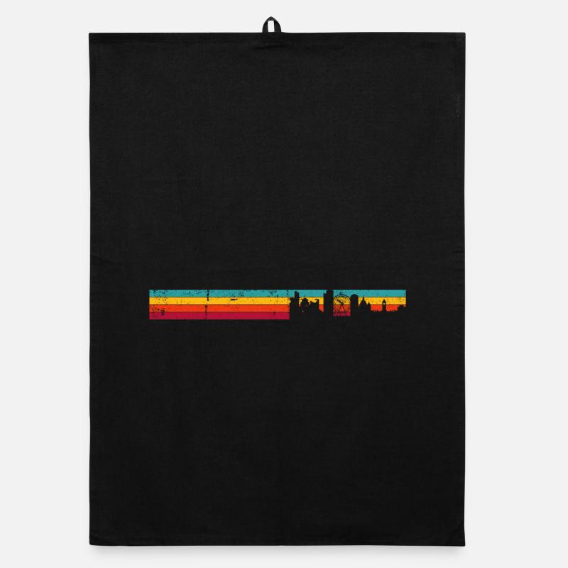Sunset Skyline Stripes Organic dish towel
