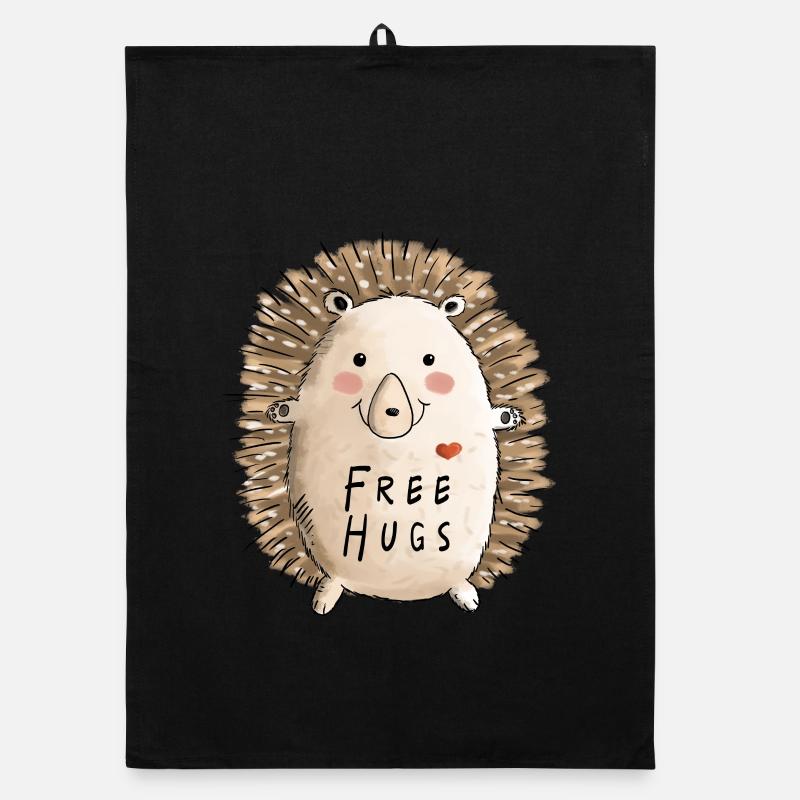 Free Hugs Igel I Kinder Comic Geschenk Herbst Organic Geschirrtuch