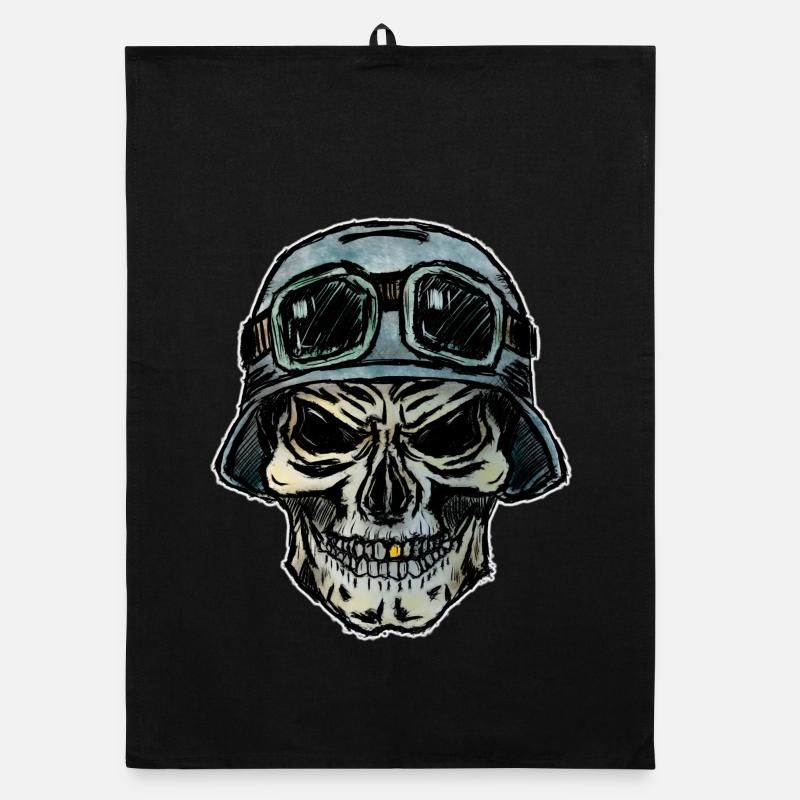 Tête de mort crazy biker avec casque Torchon bio