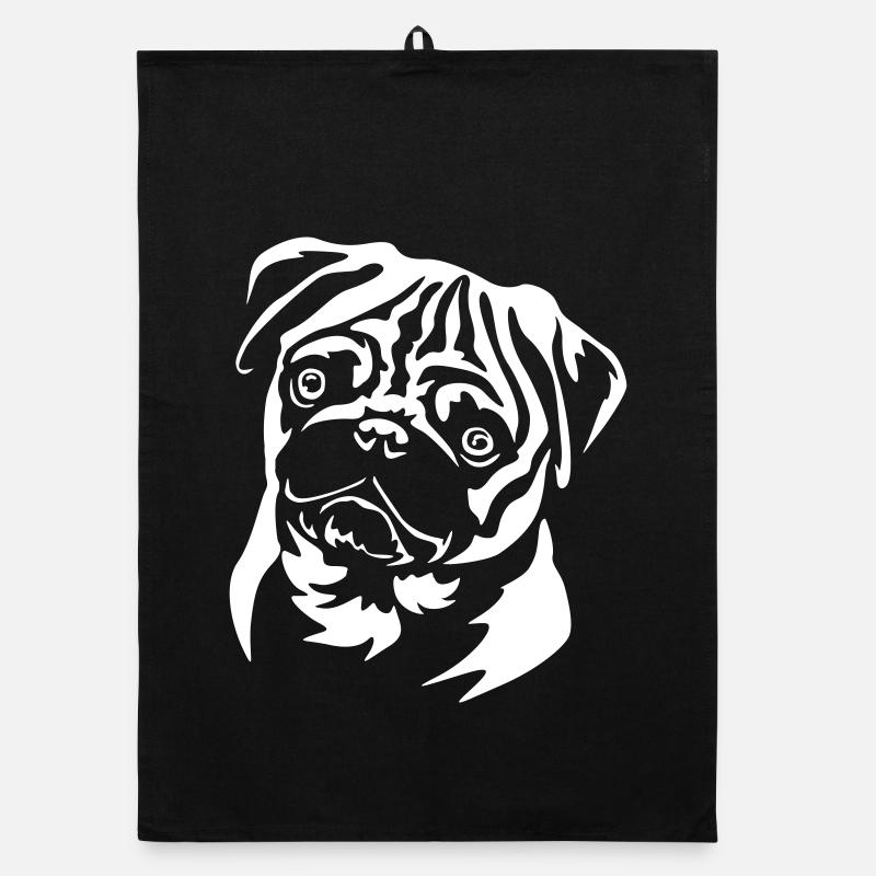 Pug Head « Black Edition » Torchon bio