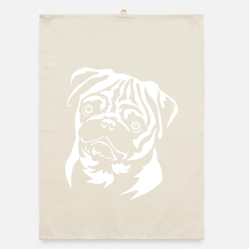 Pug Head « Black Edition » Torchon bio