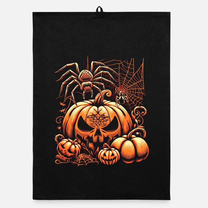 Araignée d’Halloween avec des citrouilles Torchon bio