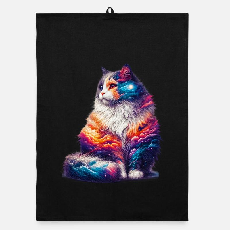 Katze - Organic Geschirrtuch - Schwarz
