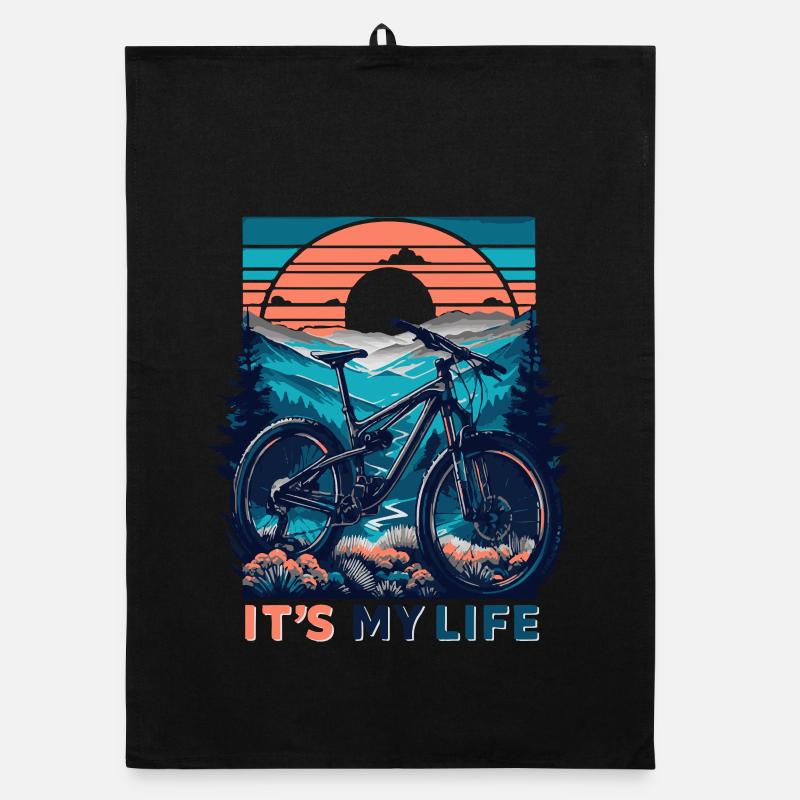 VTT coucher de soleil aventure design Torchon bio