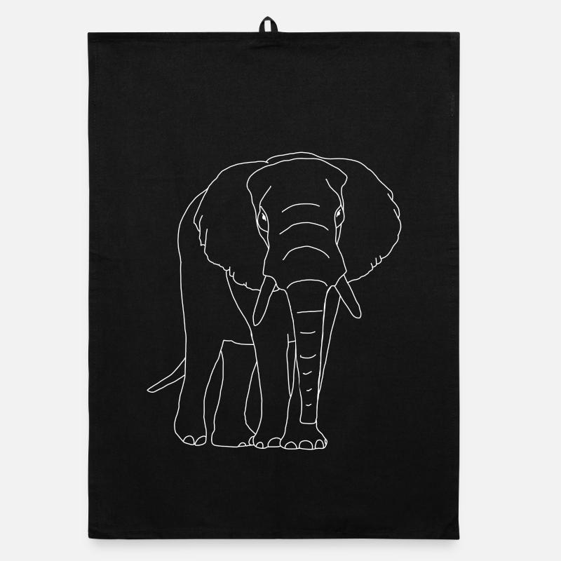 Elefant lineart Organic Geschirrtuch