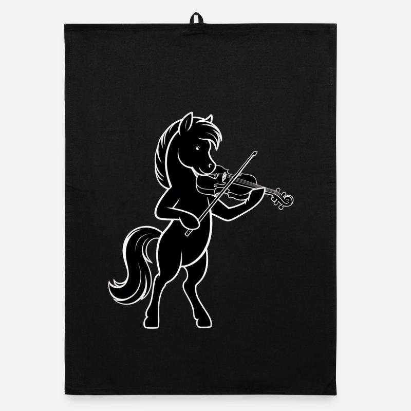 Cheval avec violon pour violonistes et violonistes Torchon bio