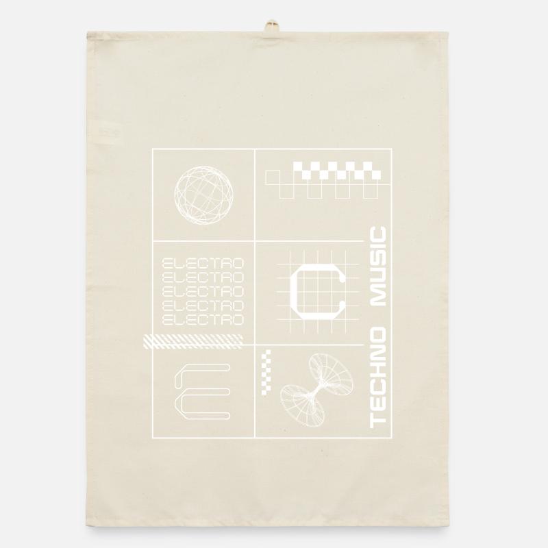 Affiche géométrique Elecotro Tech Grid Retro Torchon bio