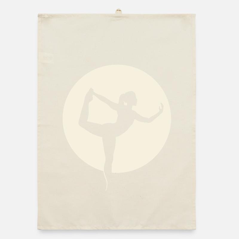 Yoga Silhouette Dancer Pose in Front of Moon Organic dish towel
