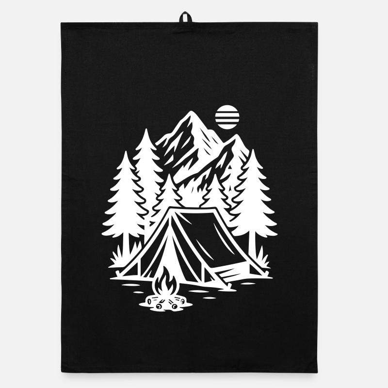 Camping Tent Mountains Forest Organic dish towel