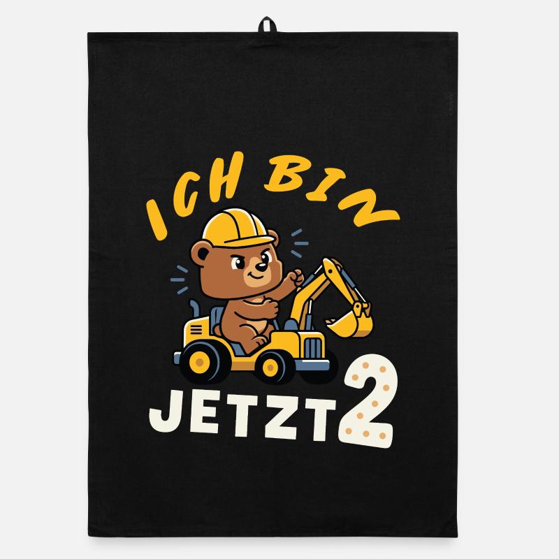 I'm Now 2 – Bear Excavator Construction Worker Design Organic dish towel