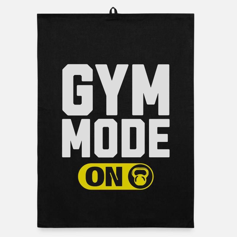 Gym Mode On Graphic - Organic dish towel - black