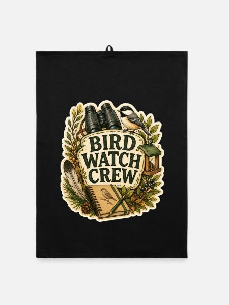 BIRD WATCH CREW Clouds - Organic dish towel - black - Front