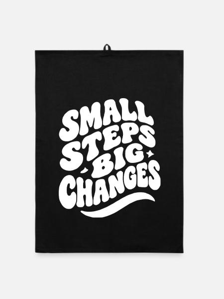 Small Steps Big Changes - Organic Geschirrtuch - Schwarz - Vorne
