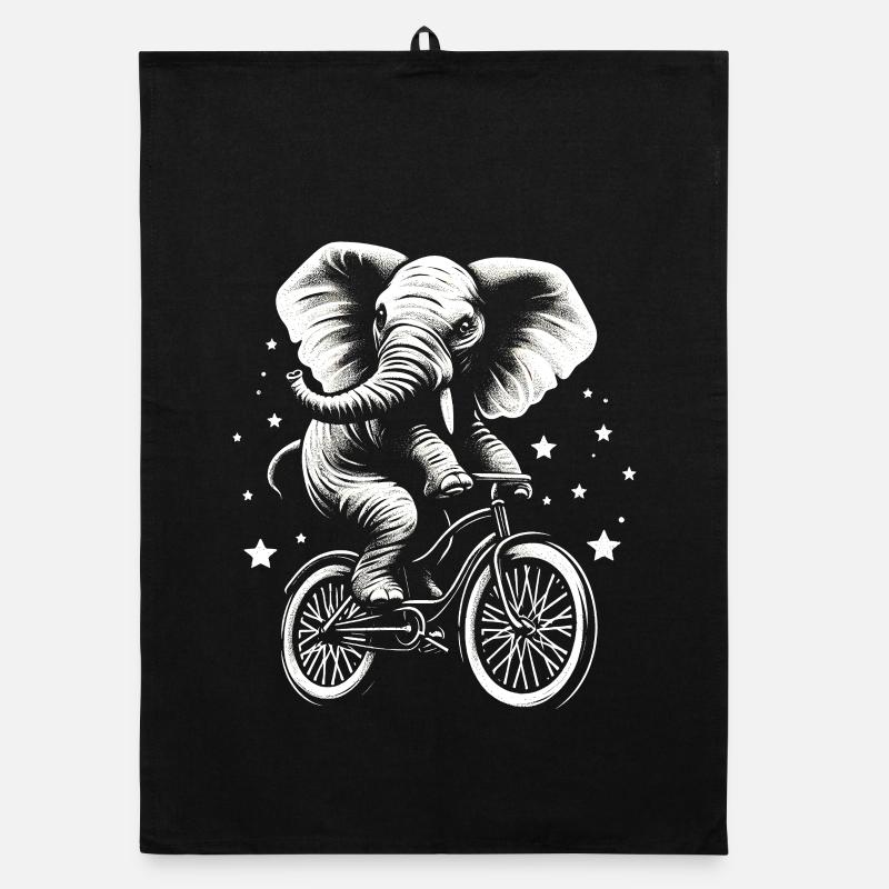 Elephant on a bicycle Organic dish towel