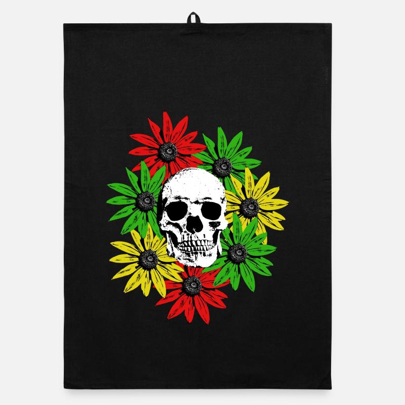 Floral Framed Skull Organic dish towel