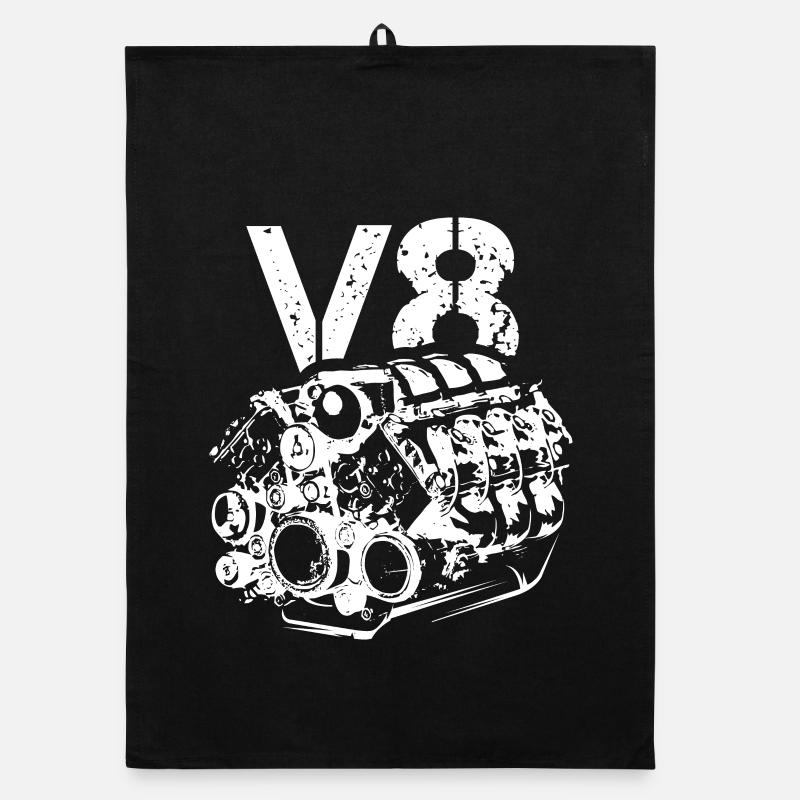 V8 Motor musclecar bigblock Auto Logo Symbol Organic Geschirrtuch