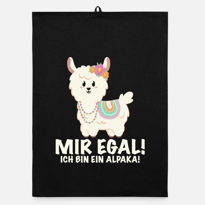 Alpaka mit lustigem Spruch und Blumen Organic Geschirrtuch