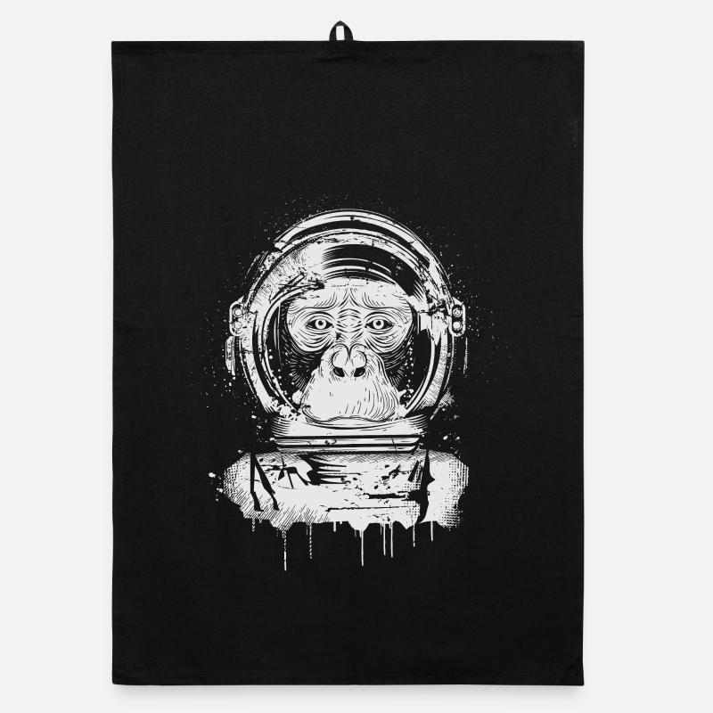 Chimpanzé avec casque d’astronaute dans le style graffiti Torchon bio