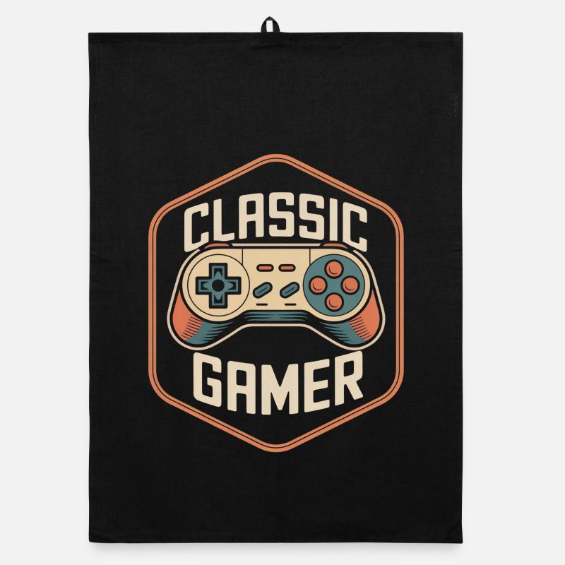 Classic Gamer Retro Controller Nostalgie Organic Geschirrtuch