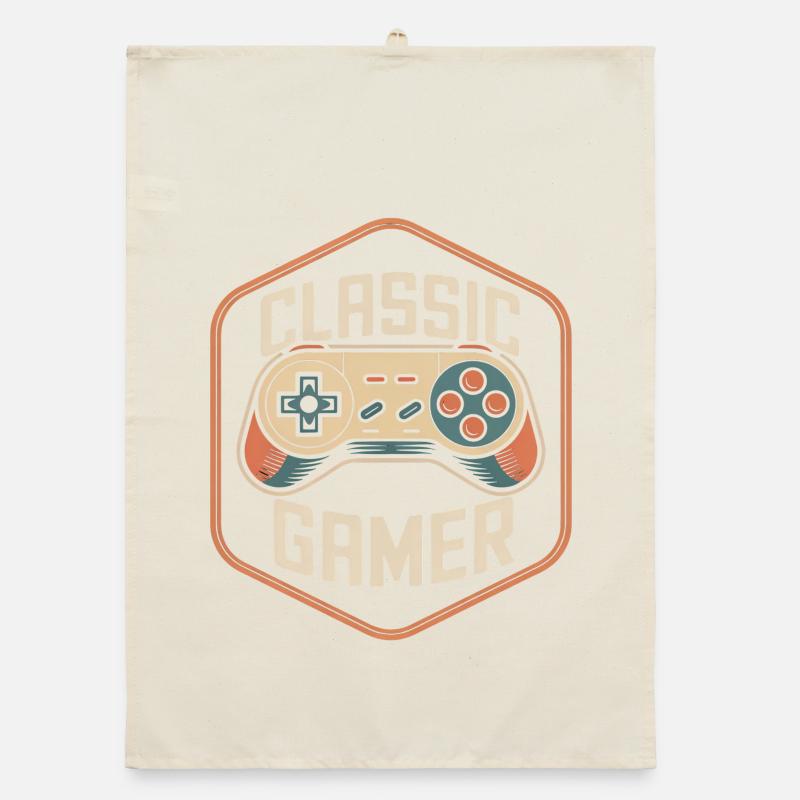 Classic Gamer Retro Controller Nostalgie Organic Geschirrtuch