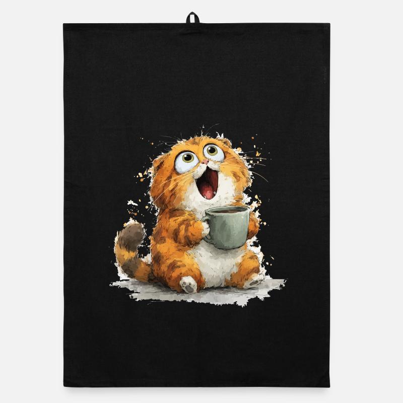 Cat Coffee: Googly Eyes Latte Organic dish towel