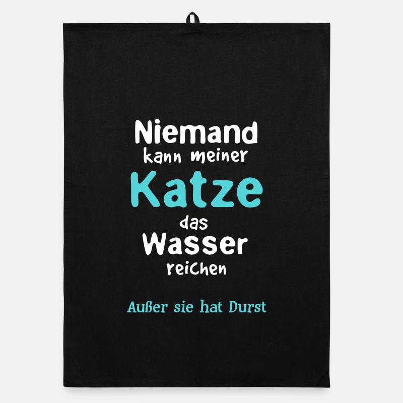 Katze Wasser reichen - Organic Geschirrtuch - Schwarz