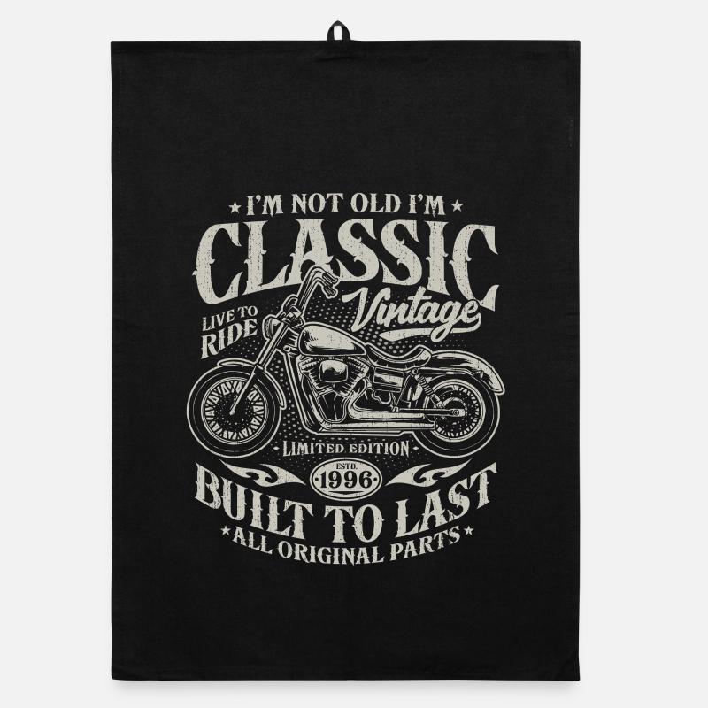 30th Birthday Motorcycle Gift 1996 Vintage Organic dish towel