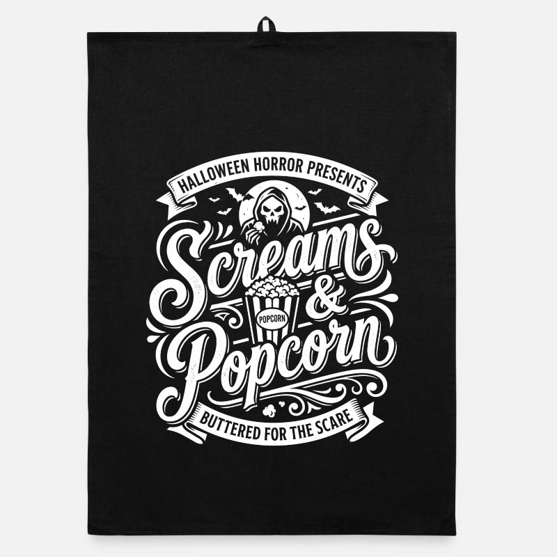 Cris & Popcorn : design effrayant Torchon bio