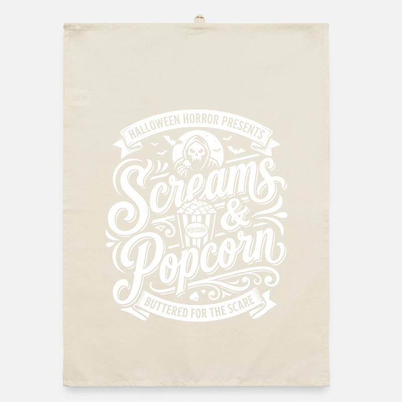 Cris & Popcorn : design effrayant Torchon bio