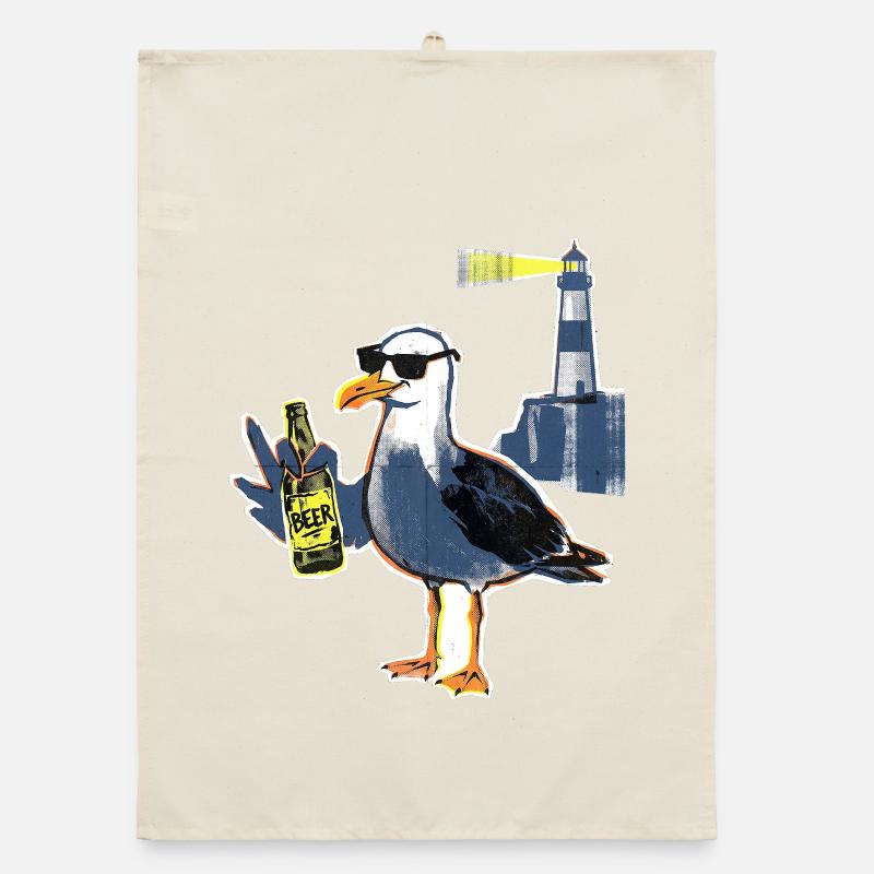 Cool Seagull Lighthouse Beer Organic dish towel
