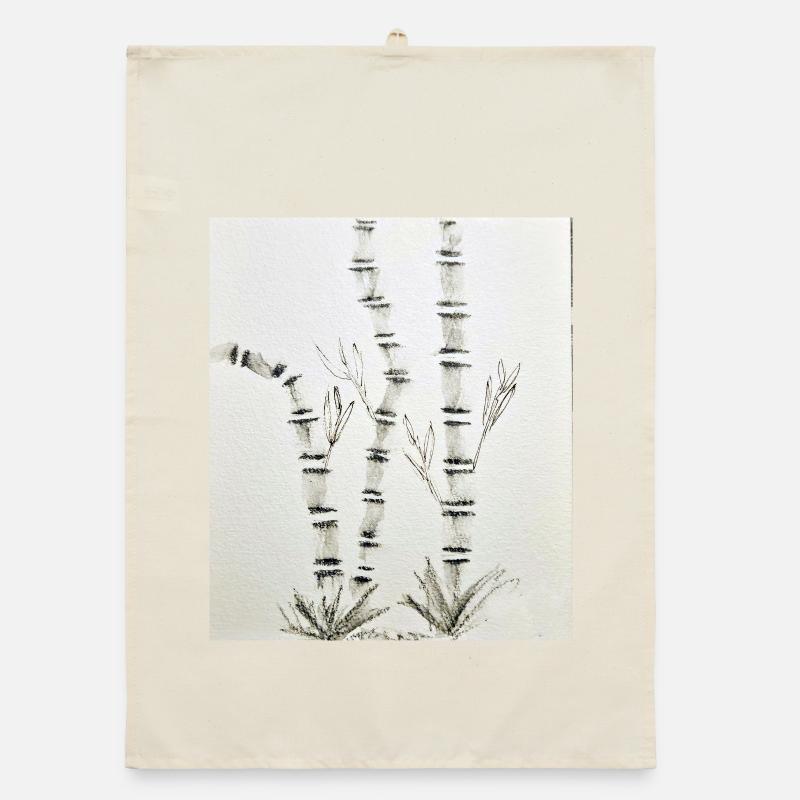 Bamboo Drawing in Ink Style Organic dish towel
