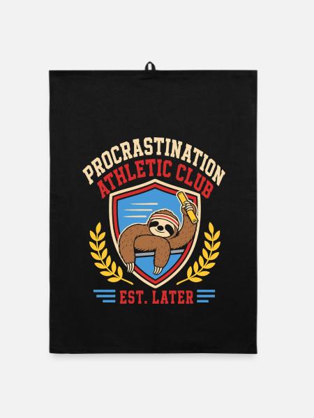 Procrastination Athletic - Sportlich ab morgen - Organic Geschirrtuch - Schwarz
