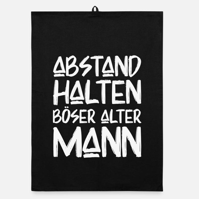 Abstand Halten Böser Alter Mann Lustige Sprüche - Organic Geschirrtuch - Schwarz