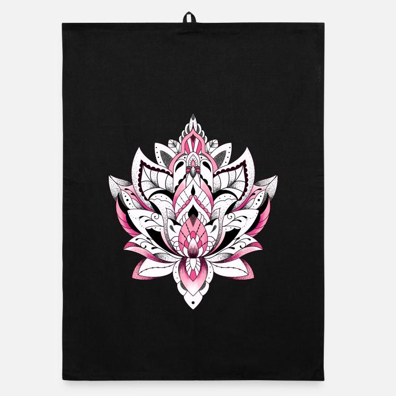Lotus Mandala Rosa Farbe Organic Geschirrtuch
