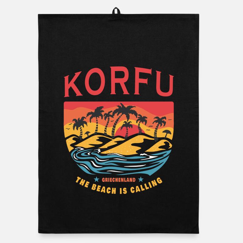 Corfou Grèce Beach Design Torchon bio