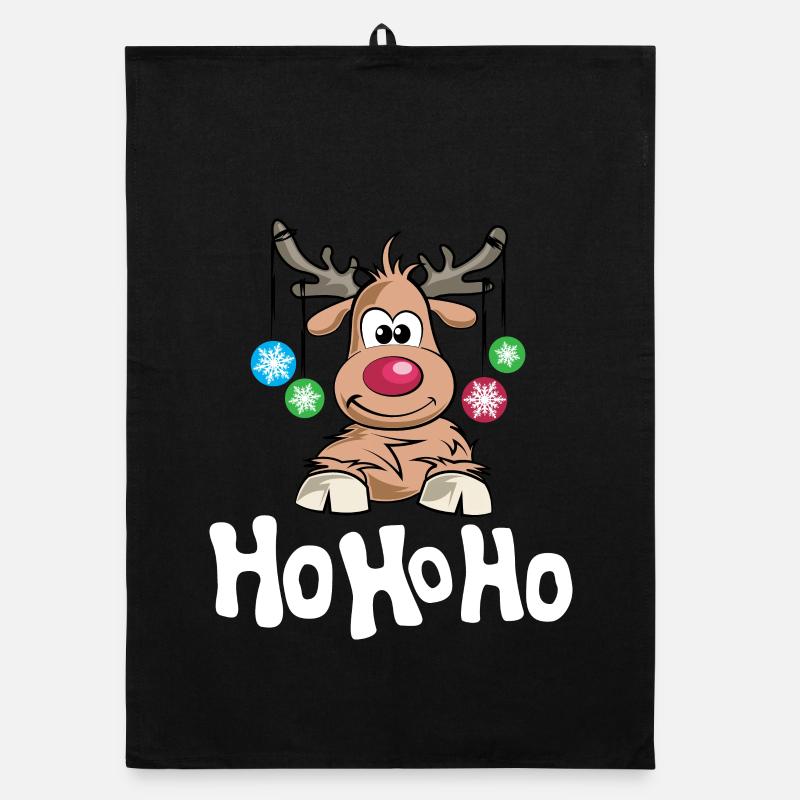 Hohoho Noël boules de Noël renne bande dessinée Torchon bio
