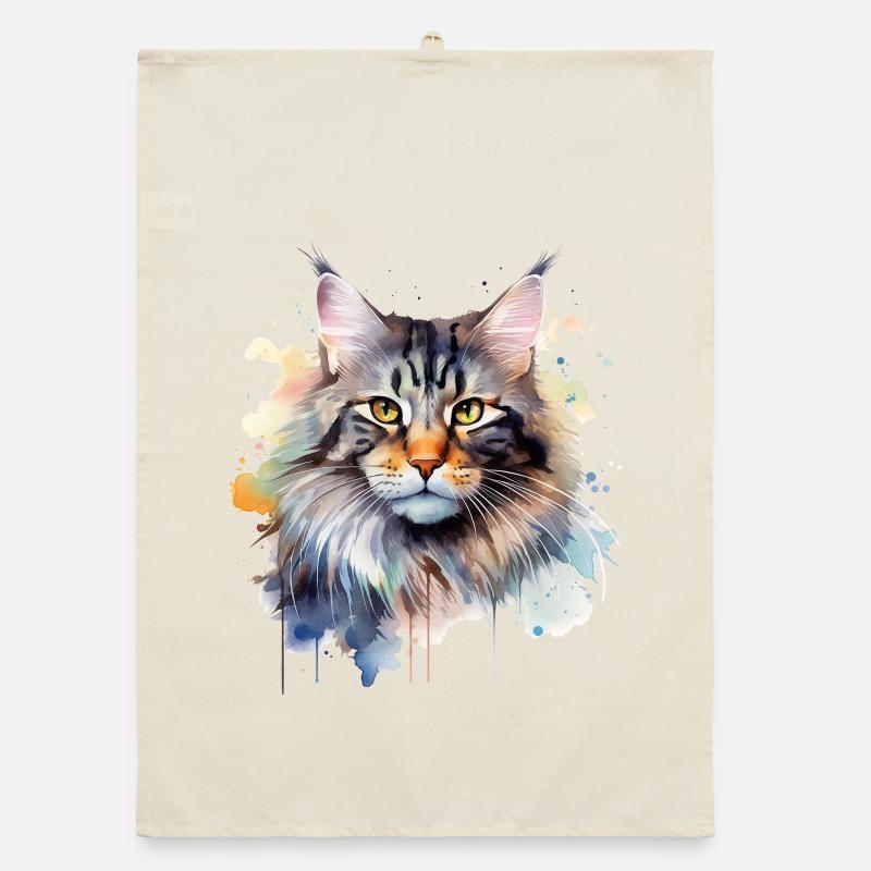 Maincoon aquarelle chat Torchon bio