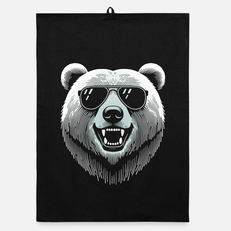 Cooler Bärenkopf mit Sonnenbrille Organic Geschirrtuch