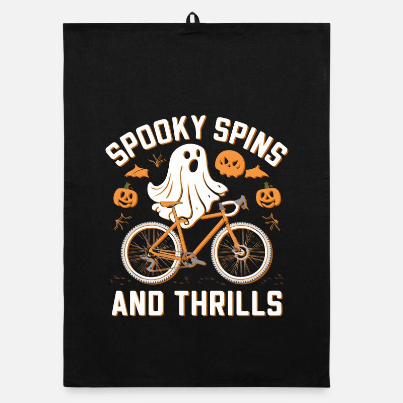 Spooky Spins Halloween Bicycle Tee Organic dish towel