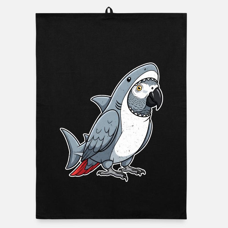 Dessin animé Gris Perroquet Requin Déguisement Torchon bio