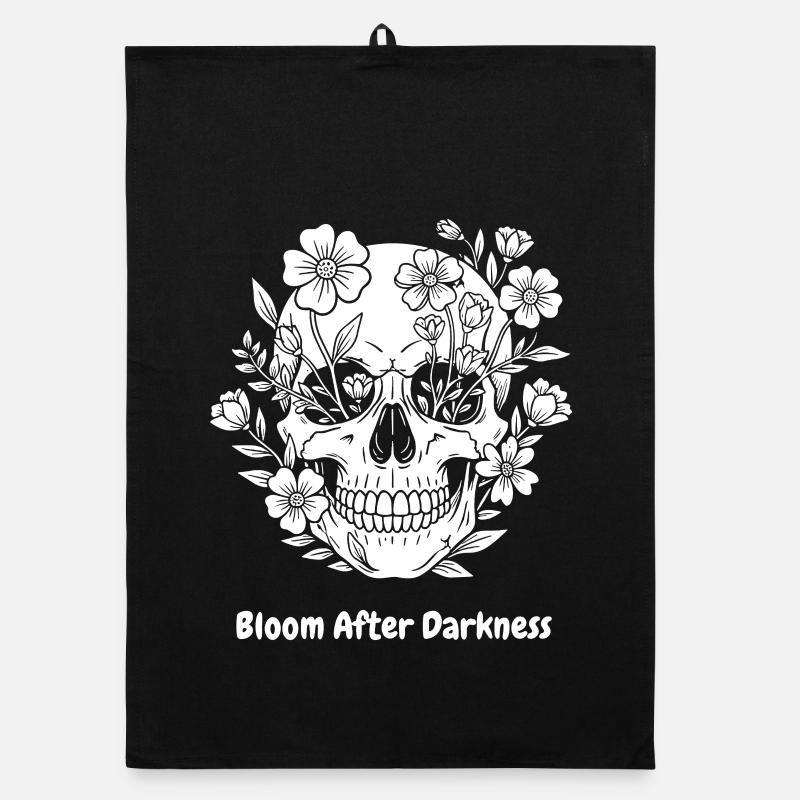 Flower Skull Bloom After Darkness Organic dish towel